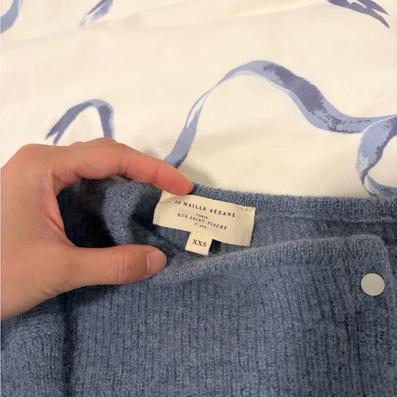 Sezane Gaspard Cardigan in Vintage Blue - Picture 2 of 5